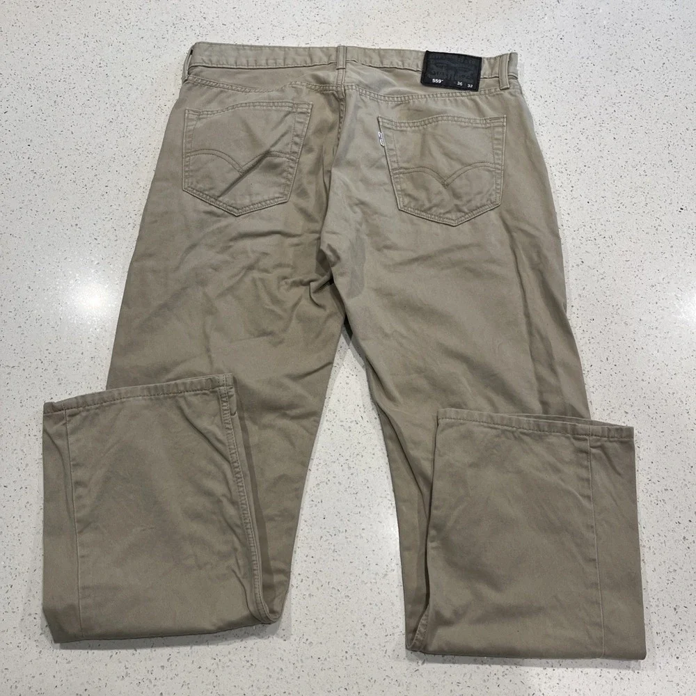 Levis 559 Jeans Mens 36x32 Tan Beige Relaxed Straight Leg Denim Pants